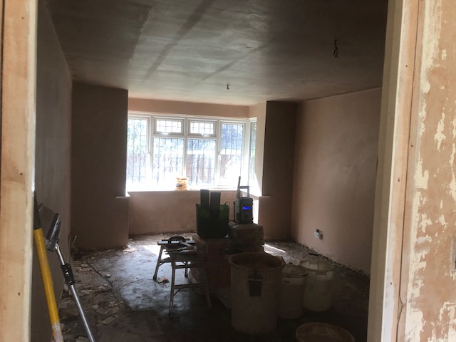 image of room undergoing new plastering