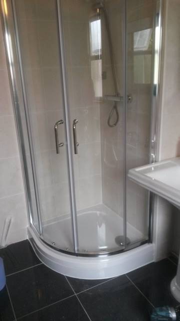 New shower unit installed by JR40 Plastering in Northampton